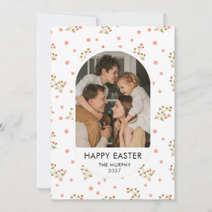 Cartão De Festividades Elegante Colorido Oval Floral Páscoa Família Foto