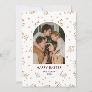 Cartão De Festividades Elegante Colorido Oval Floral Páscoa Família Foto