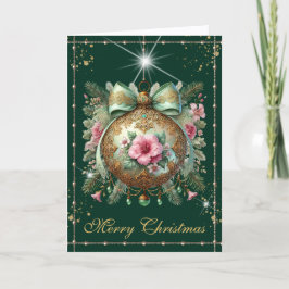 Cartão De Festividades Elegante Conjunto de Luxo Esmeralda Verde e Dourad