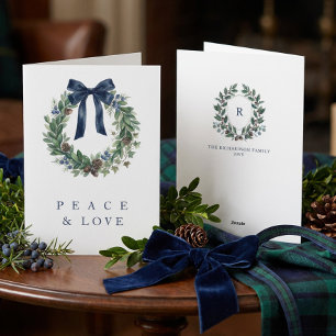 Cartão De Festividades Elegante Coroa e Brasão de Natal ao Estilo Old Mon