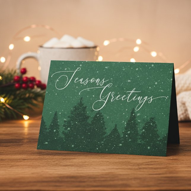 Cartão De Festividades Elegante Corporate Business Winter Holiday Green (Elegant Corporate Business Winter Holiday Cards)