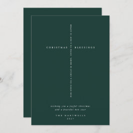 Cartão De Festividades Elegante Cruz Escrita em Verde Escuro