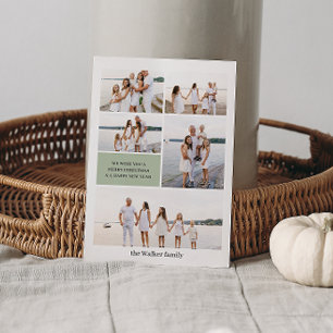 Cartão De Festividades Elegante de Fotografias Moderno Verde Sage 5
