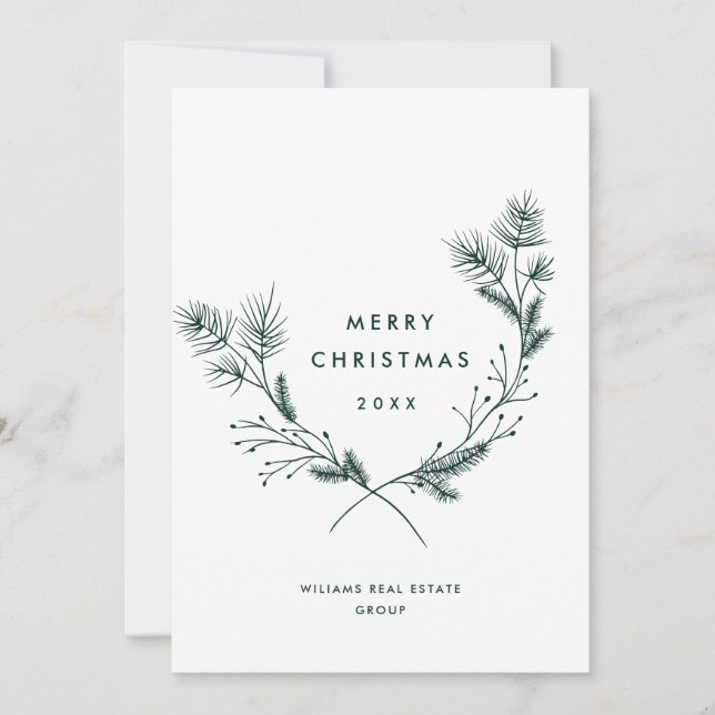 Cartão De Festividades Elegante Desenhou Mínima Corporação de Natal (Frente)