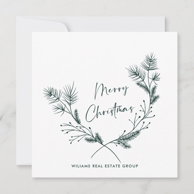 Cartão De Festividades Elegante Desenhou Mínima Corporação de Natal (Frente)