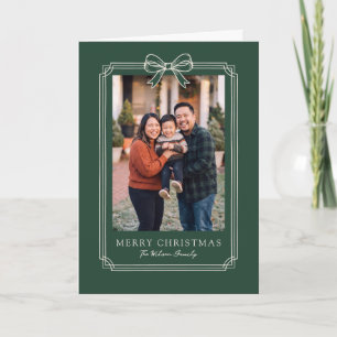 Cartão De Festividades Elegante Design de Laço Verde Feliz Natal Foto