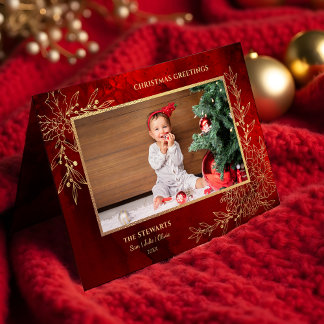 Cartão De Festividades Elegante Dourada Linha Desenhada Foto Botânica de 