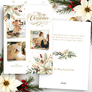 Cartão De Festividades Elegante Dourado Feliz Natal Botânico 3 Foto