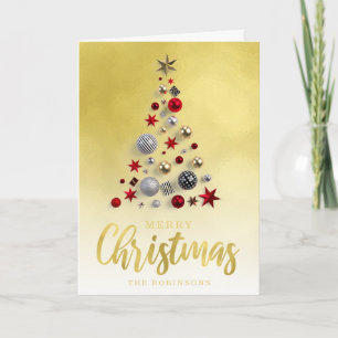 Cartão De Festividades Elegante Dourado Feliz Natal Não Foto Foil