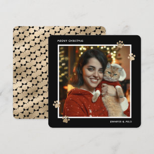 Cartão De Festividades Elegante Dourado Proprietário de Gato Negro Foto F
