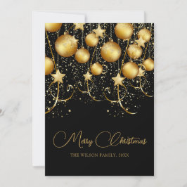 Cartão De Festividades Elegante Dourado Sparkle Bauble