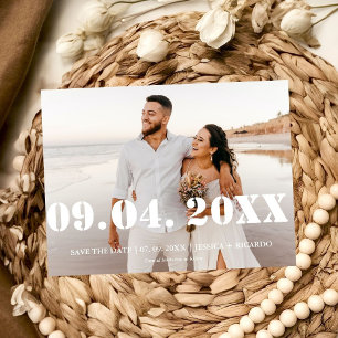 Cartão De Festividades Elegante e Chic Letra em Negrito Casamento Salve a