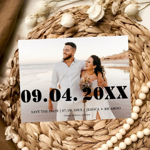 Cartão De Festividades Elegante e Chic Letra em Negrito Casamento Salve a
