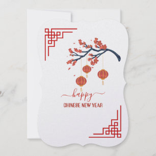 Cartão De Festividades Elegante e Simples 5" x 7" Feliz Ano Novo Chinês