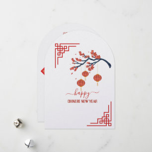 Cartão De Festividades Elegante e Simples 5" x 7" Feliz Ano Novo Chinês