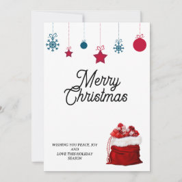 Cartão De Festividades Elegante em Branco e Vermelho | Feliz Natal