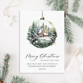 Cartão De Festividades Elegante Enfeite de Natal Saudação Corporativa