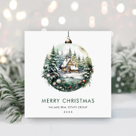 Cartão De Festividades Elegante Enfeite de Natal Saudação Corporativa