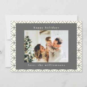 Cartão De Festividades Elegante Estilo Preto Branco Arte Linha Foto Perso
