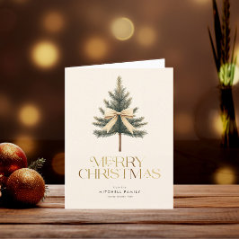 Cartão De Festividades Elegante Família de Arcos de pinheiro Feliz de Nat