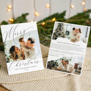 Cartão De Festividades Elegante Família de Fotos de Natal com Letra Minim
