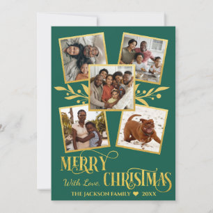 Cartão De Festividades Elegante Família de Fotos em Colagem com Letra Dou