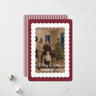 Cartão De Festividades Elegante Família Marrom Foto Personalizada Natal