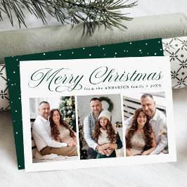 Cartão De Festividades Elegante Feliz Natal Caligrafia Verde 3 Foto