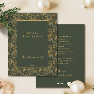 Cartão De Festividades Elegante Feliz Natal Faux Verde Dourado