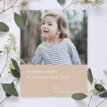 Elegante Feliz Natal | Taupe Clay Photo Chic