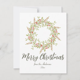 Cartão De Festividades Elegante Feliz Natal Verde Botânico