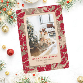 Cartão De Festividades Elegante Floral de Natal com Foto Personalizada 