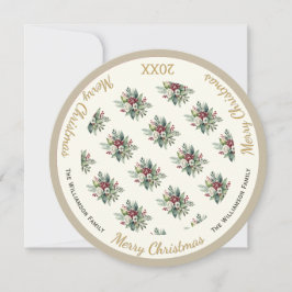 Cartão De Festividades Elegante Floral Feliz Natal Personalizado