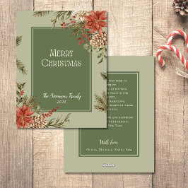 Cartão De Festividades Elegante Floral Feliz Poinsettia de Natal