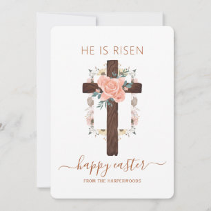 Cartão De Festividades Elegante Floral Felz pascoa Cross Christian