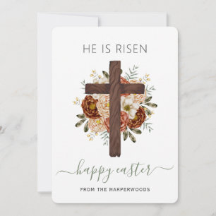 Cartão De Festividades Elegante Floral Felz pascoa Cross Christian