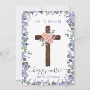 Cartão De Festividades Elegante Floral Felz pascoa Cross Christian