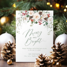 Elegante Floral Festivo Alegre e Brilhante Natal