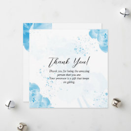 Cartão De Festividades Elegante Floral Light Blue Obrigado