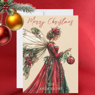 Cartão De Festividades Elegante Floresta Natal Fada Feriado 