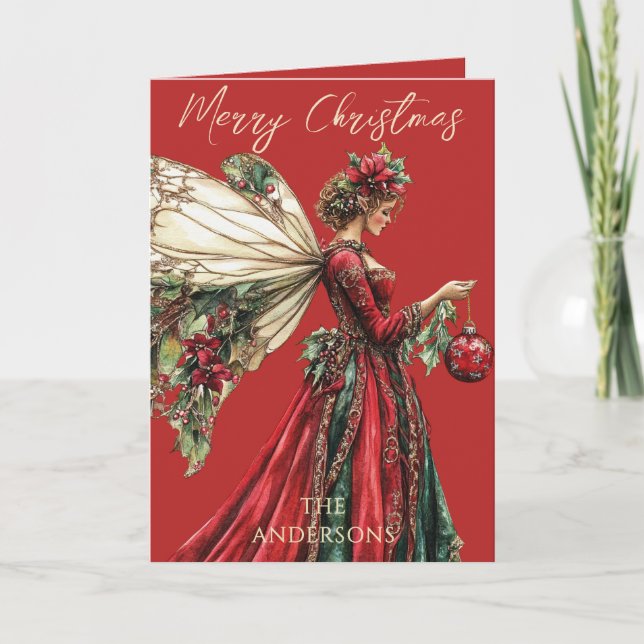 Cartão De Festividades Elegante Floresta Natal Fada Férias  (Frente)