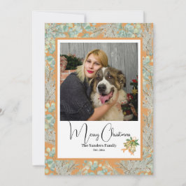 Cartão De Festividades Elegante foto botânica vintage Natal areia do dese