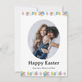 Cartão De Festividades Elegante Foto Chic de Páscoa Ovos Pastel Bonito