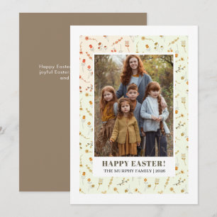 Cartão De Festividades Elegante Foto Colorida Floral Simples de Família d