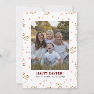 Cartão De Festividades Elegante Foto Colorida Floral Simples de Família d