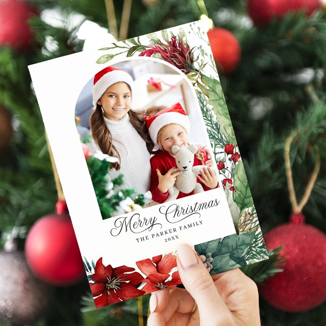 Cartão De Festividades Elegante Foto de Arco Botânico Feliz Natal (Criador carregado)
