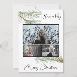 Cartão De Festividades Elegante Foto de Árvore de Natal com Folhagens de
