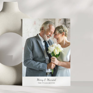Cartão De Festividades Elegante Foto de Casal Mais Velho com Script Cláss