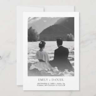 Cartão De Festividades Elegante Foto de Casamento Moderno Save the Date