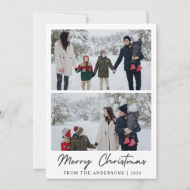 Cartão De Festividades Elegante Foto de Família Minimalista Moderna de Na